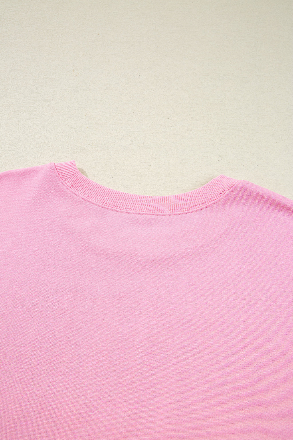 Pink Bow Sequin XOXO Letter Graphic Exposed Seam Baggy Sweatshirt