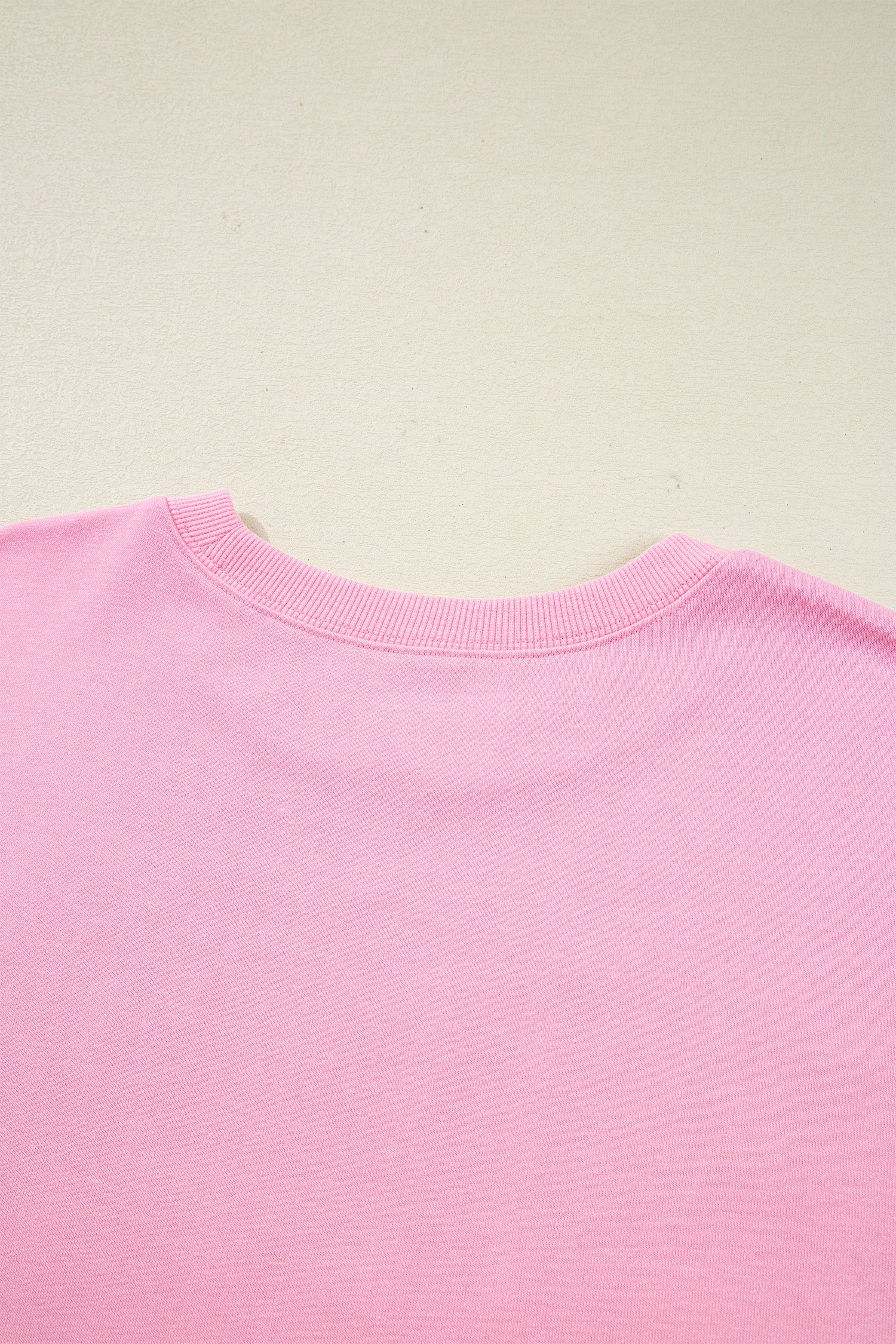 Pink Bow Sequin XOXO Letter Graphic Exposed Seam Baggy Sweatshirt