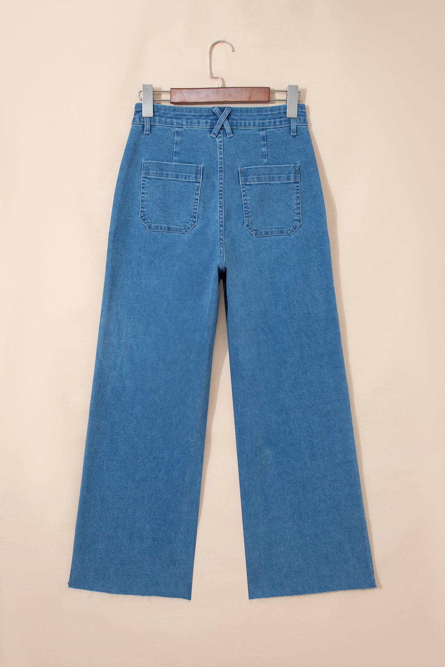Dusk Blue Retro Washed Patch Pocket Loose Jeans