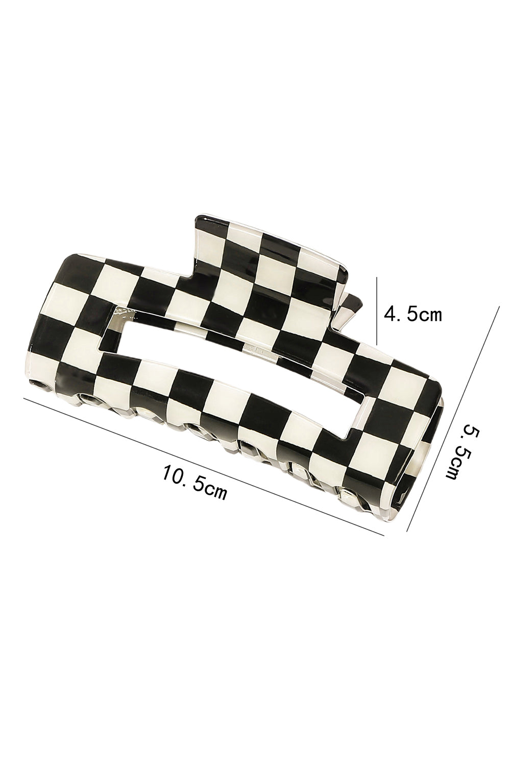 Black Checkered Print Hollow Out Hair Claw