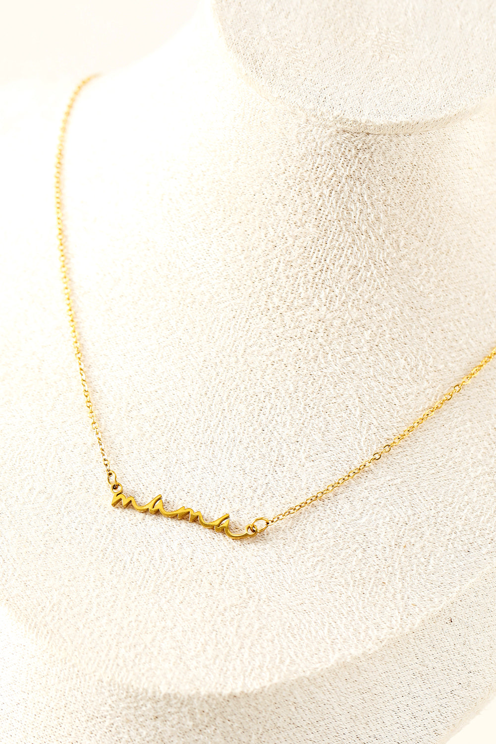 Gold Tiny Mama Script Necklace