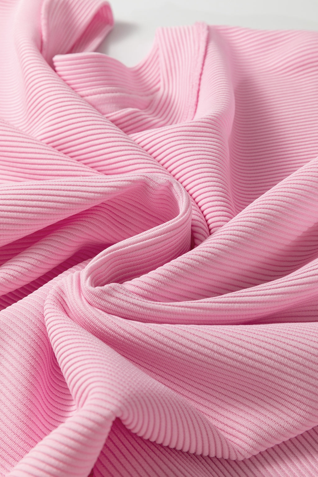 Pink Drop Shoulder Long Sleeve Plus Size Ribbed Top