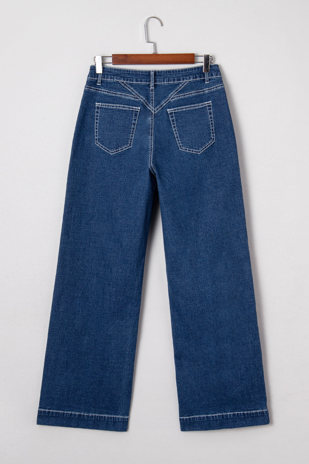 Sail Blue Stitched Waist Detail Cuffed Jeans