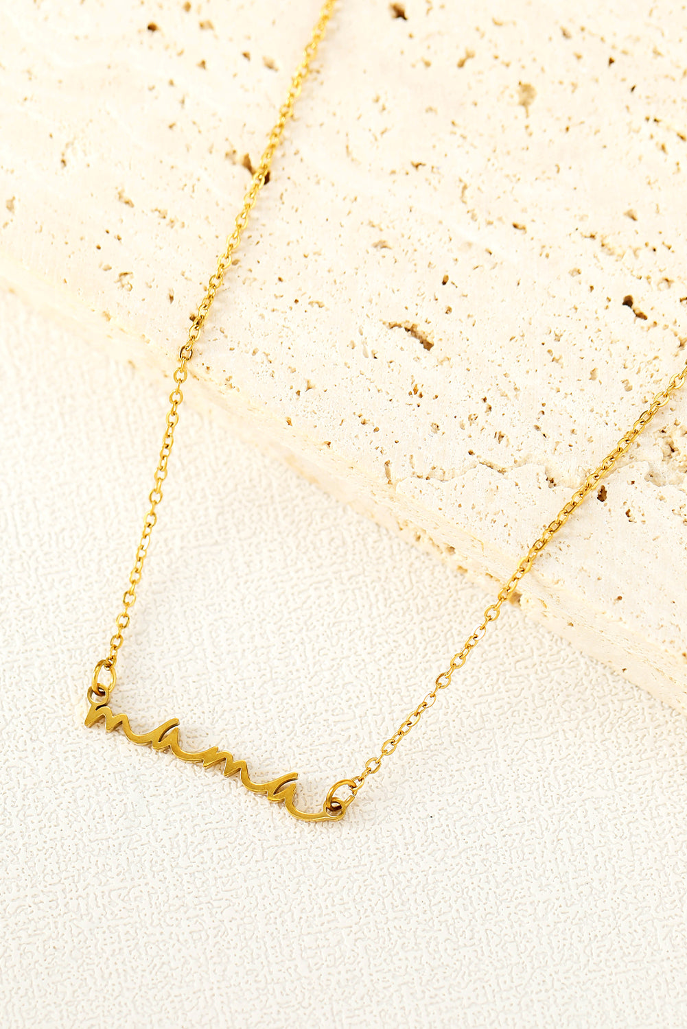 Gold Tiny Mama Script Necklace