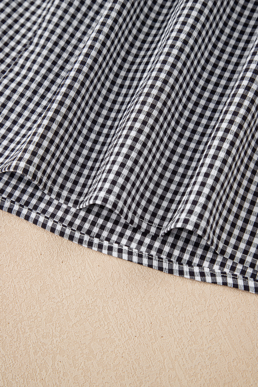 Black Plus Size Plaid Bow Decor Bell Sleeve Round Neck Jumper