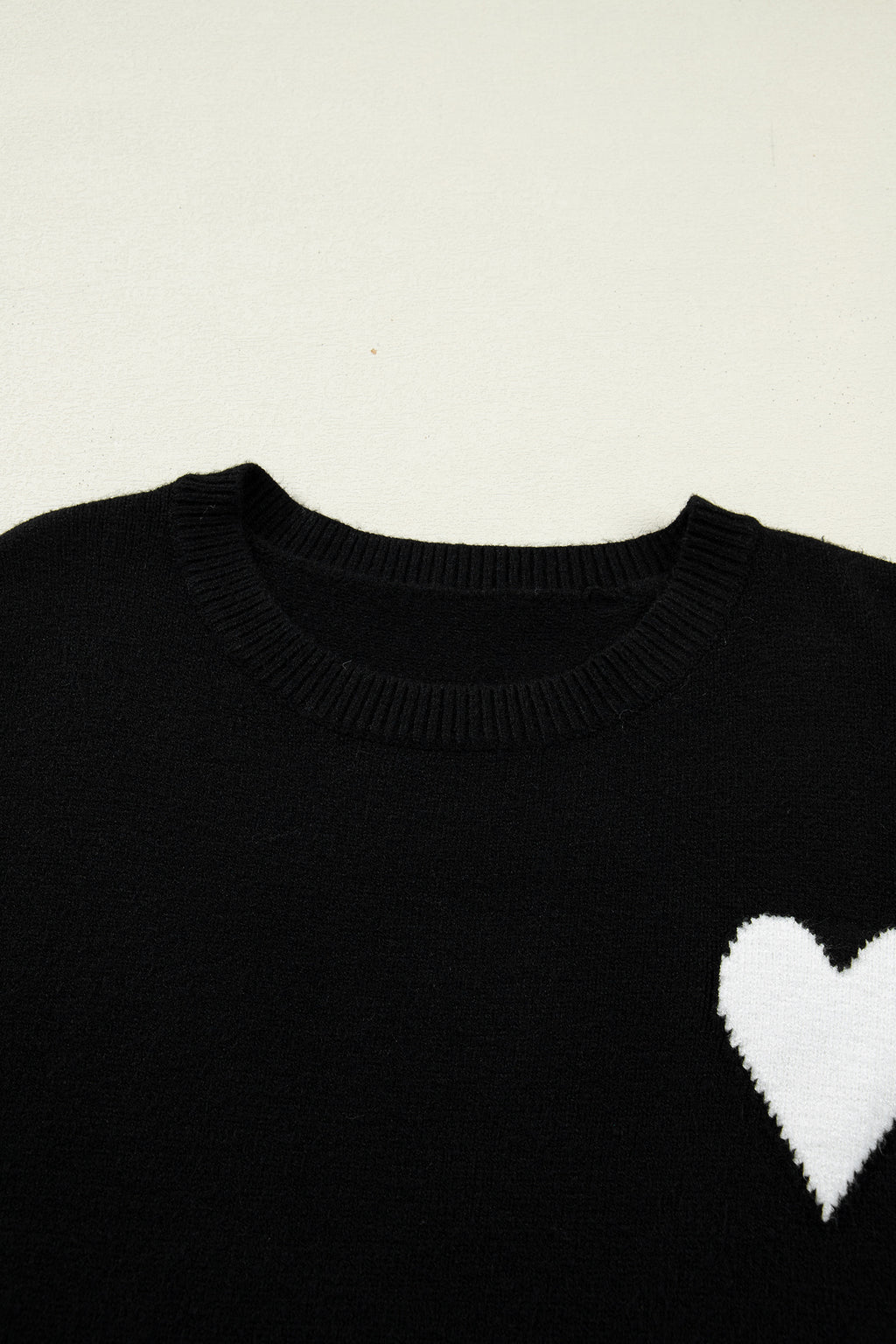 Black Heart Detail Contrast Cuffs Baggy Sweater