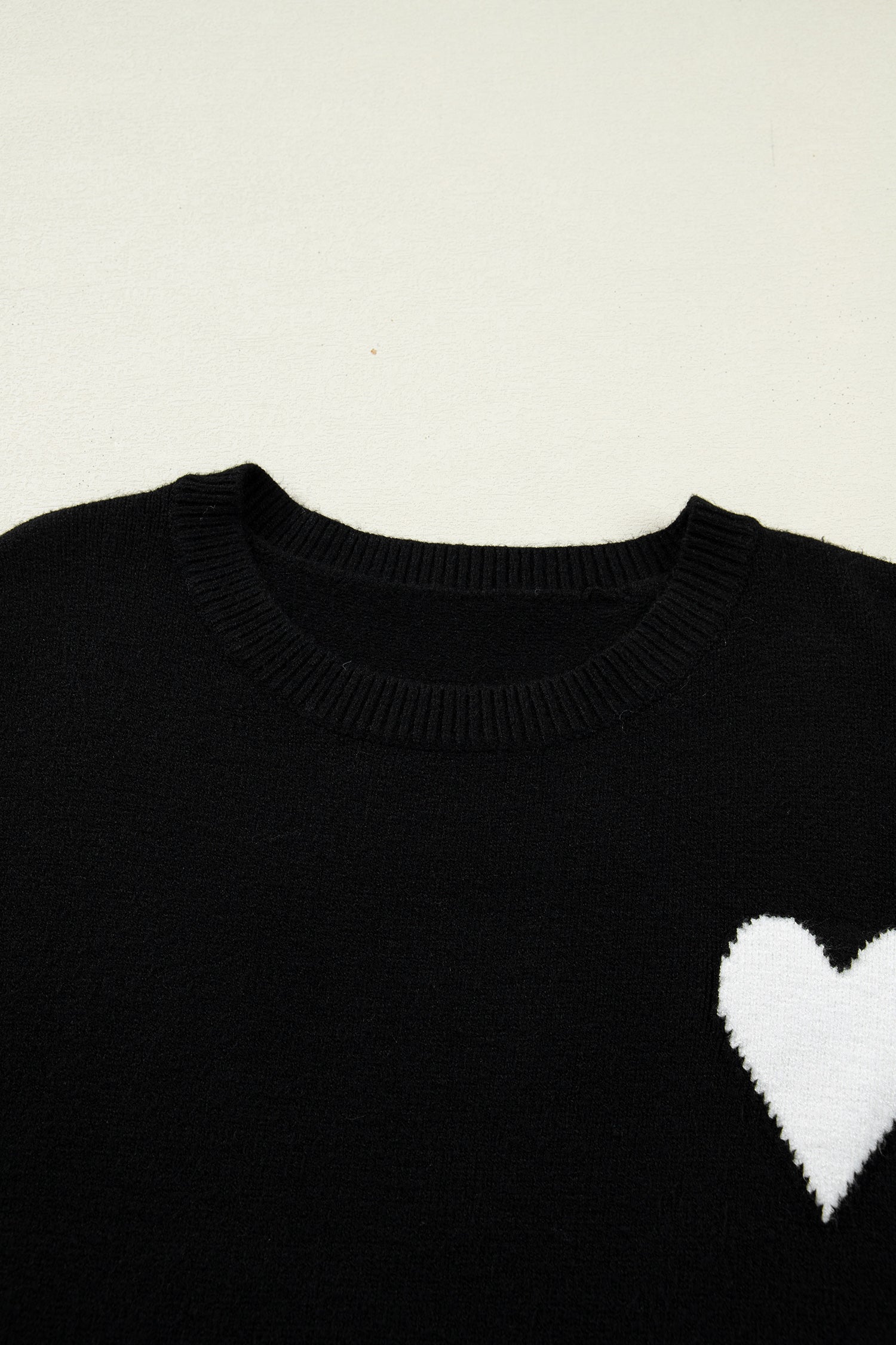 Black Heart Detail Contrast Cuffs Baggy Sweater