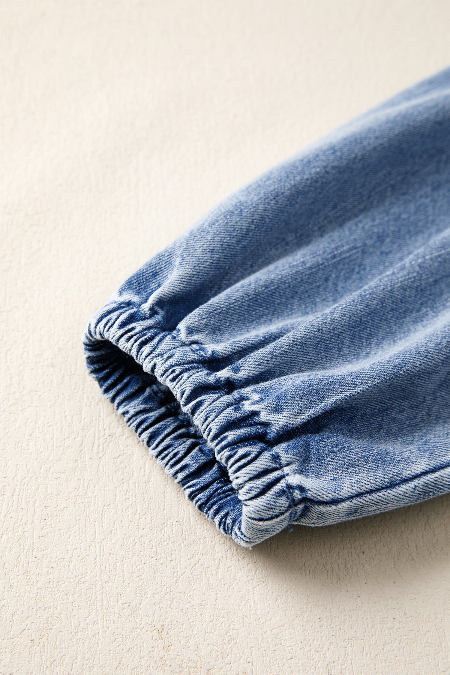 Myosotis Puff Sleeve V Neck Ruffled Loose Denim Mini Dress