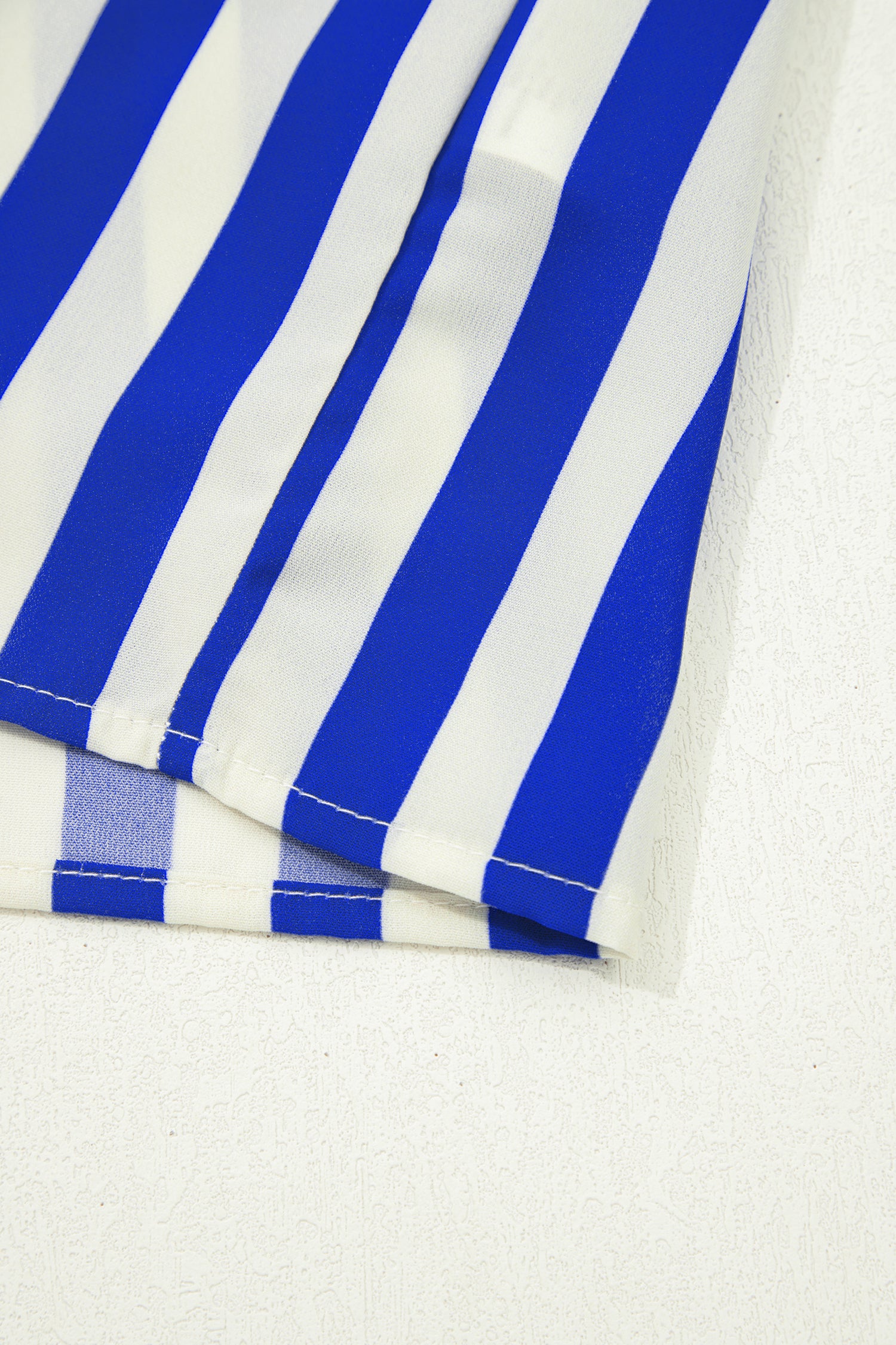 Sky Blue Stripe Balloon Sleeve Loose Button up Shirt