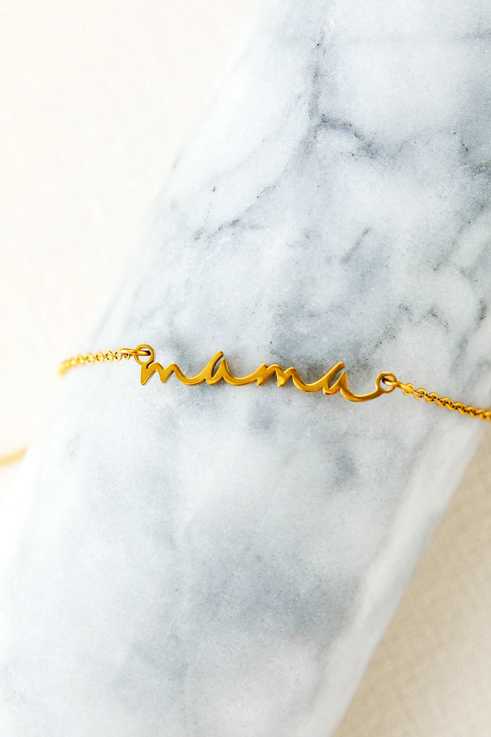 Gold Tiny Mama Script Necklace