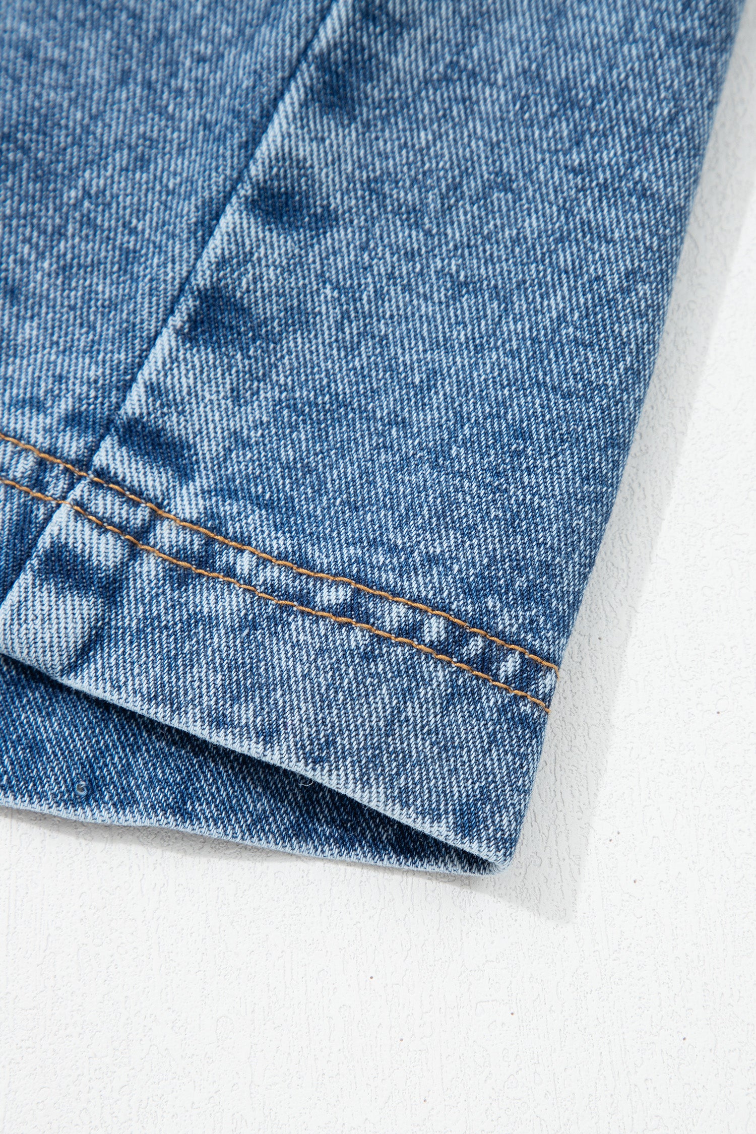 Myosotis Western Belt Button Down Sleeveless Denim Short Dress