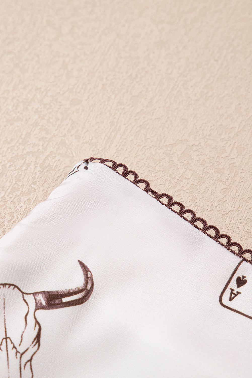 Beige Vintage Print Satin Maxi Skirt