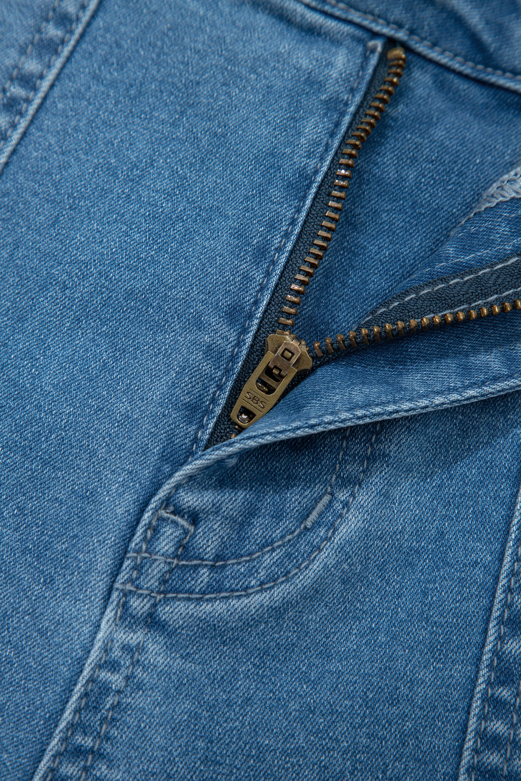 Dusk Blue Retro Washed Patch Pocket Loose Jeans