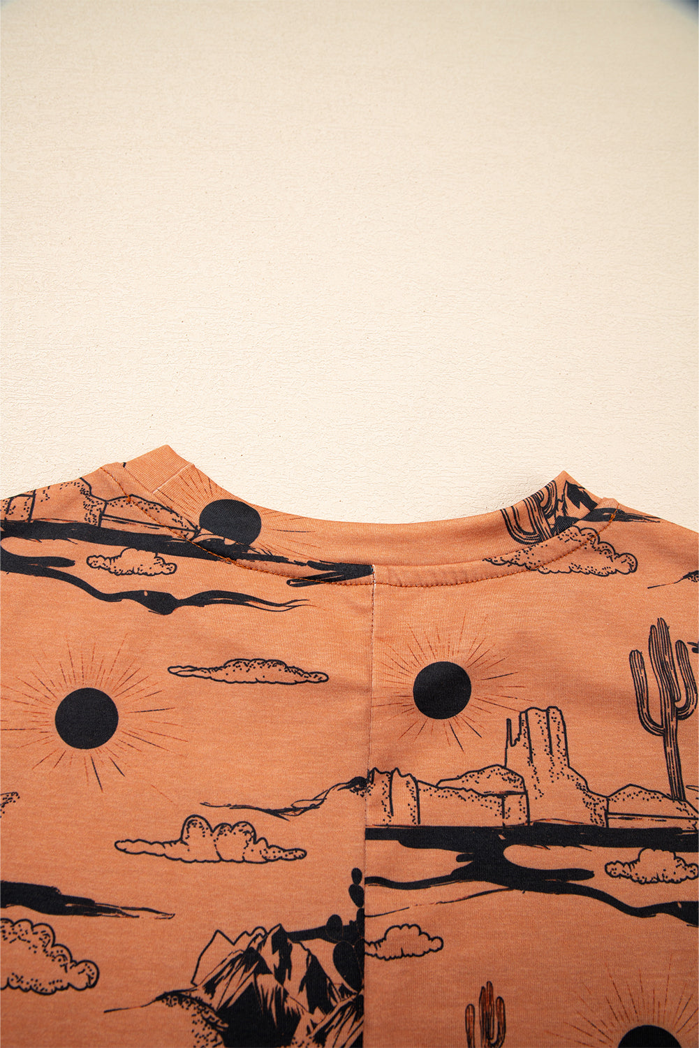 Chestnut Desert Sand Print Short Sleeve Knit Top