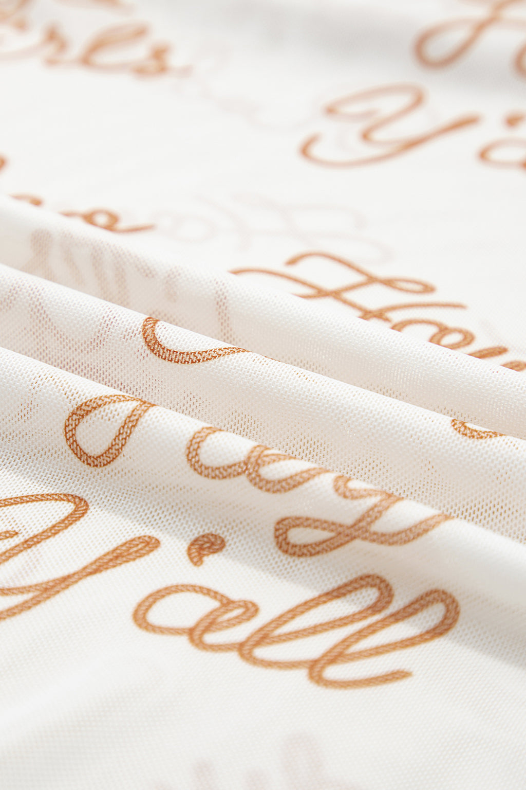 White Howdy Hey Yall Mesh High Neck Long Sleeve Top