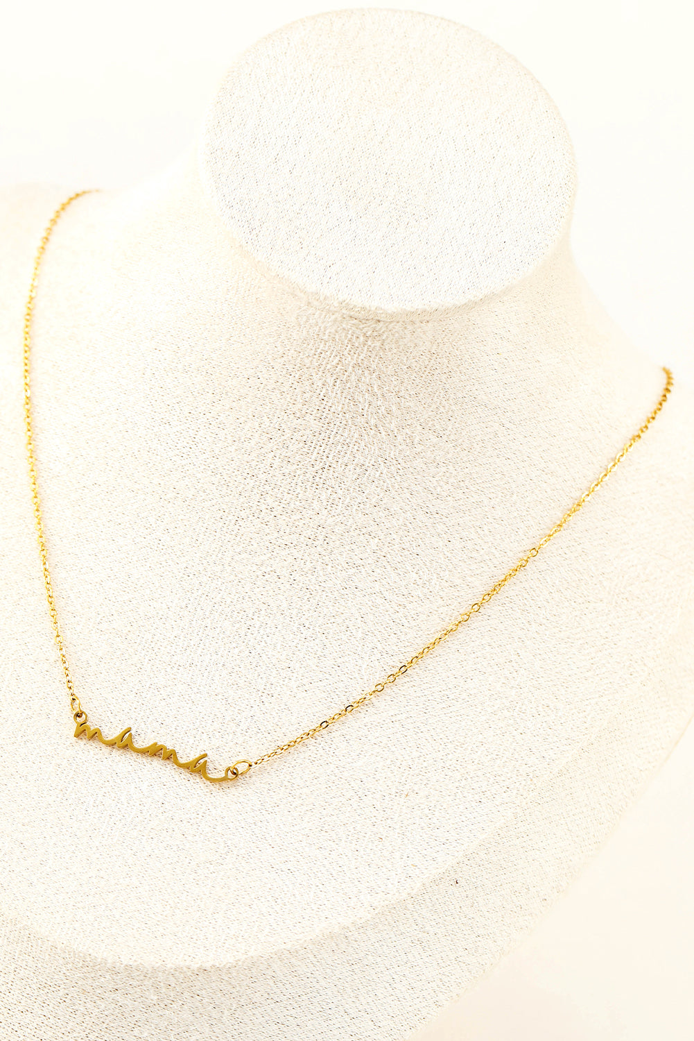 Gold Tiny Mama Script Necklace