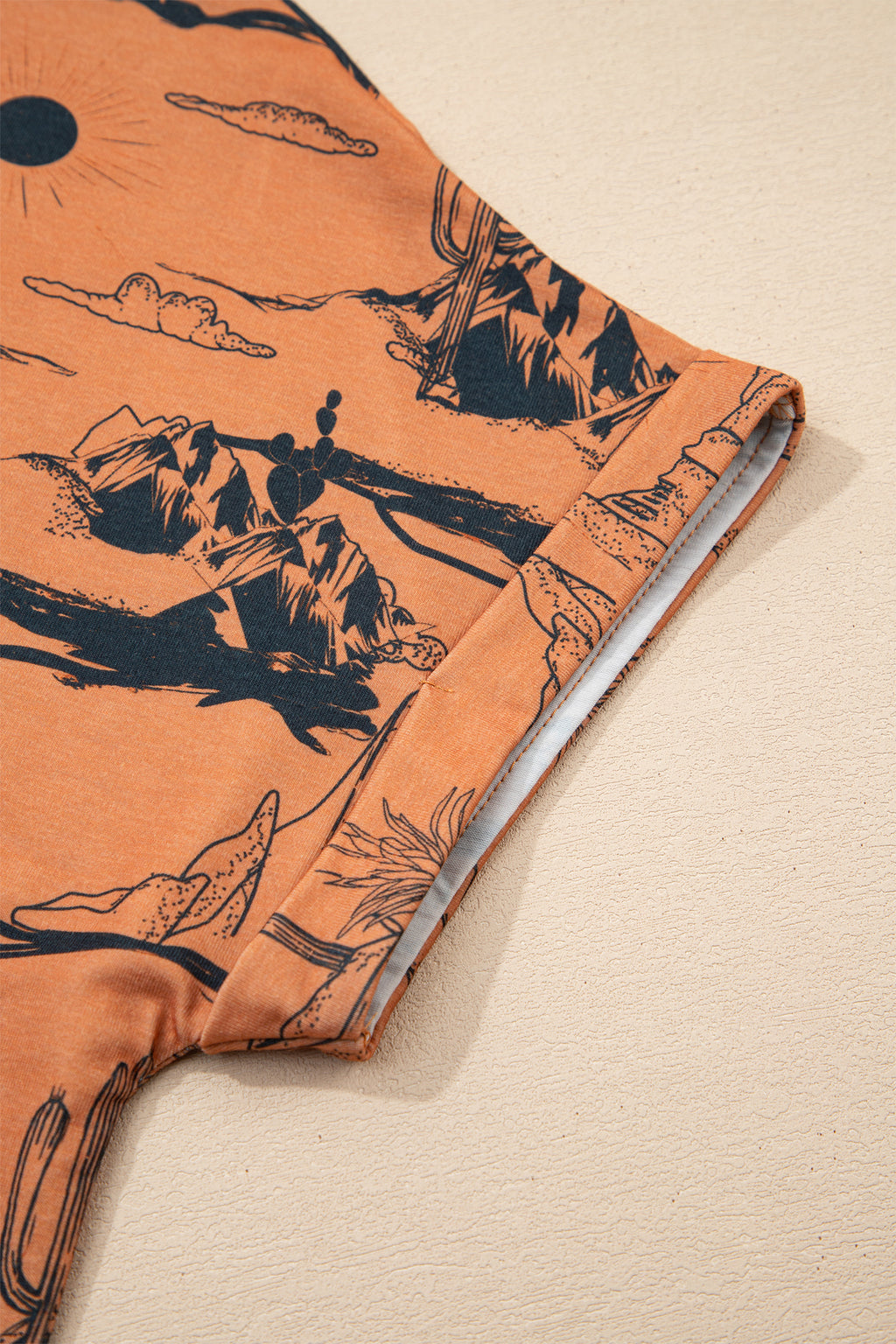 Chestnut Desert Sand Print Short Sleeve Knit Top