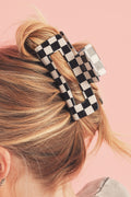 Black Checkered Print Hollow Out Hair Claw