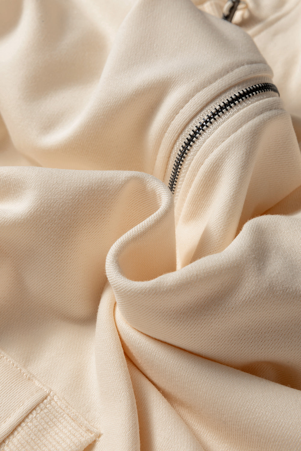 Parchment Checkered Patchwork Kangaroo Pocket Half Zipper Hoodie