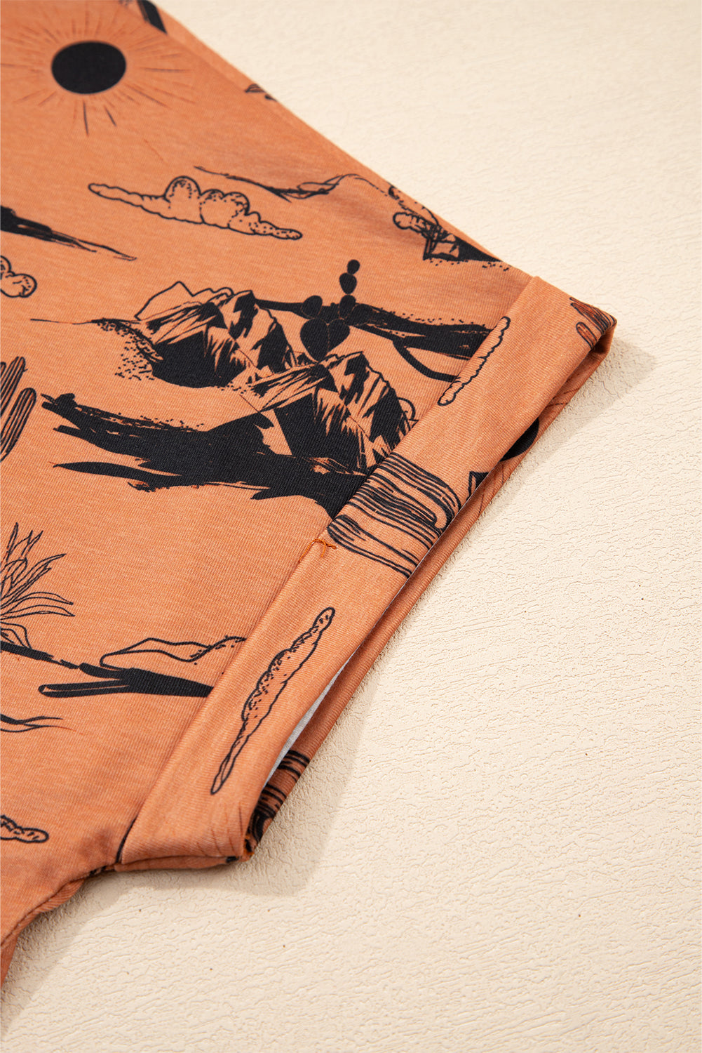 Chestnut Desert Sand Print Short Sleeve Knit Top