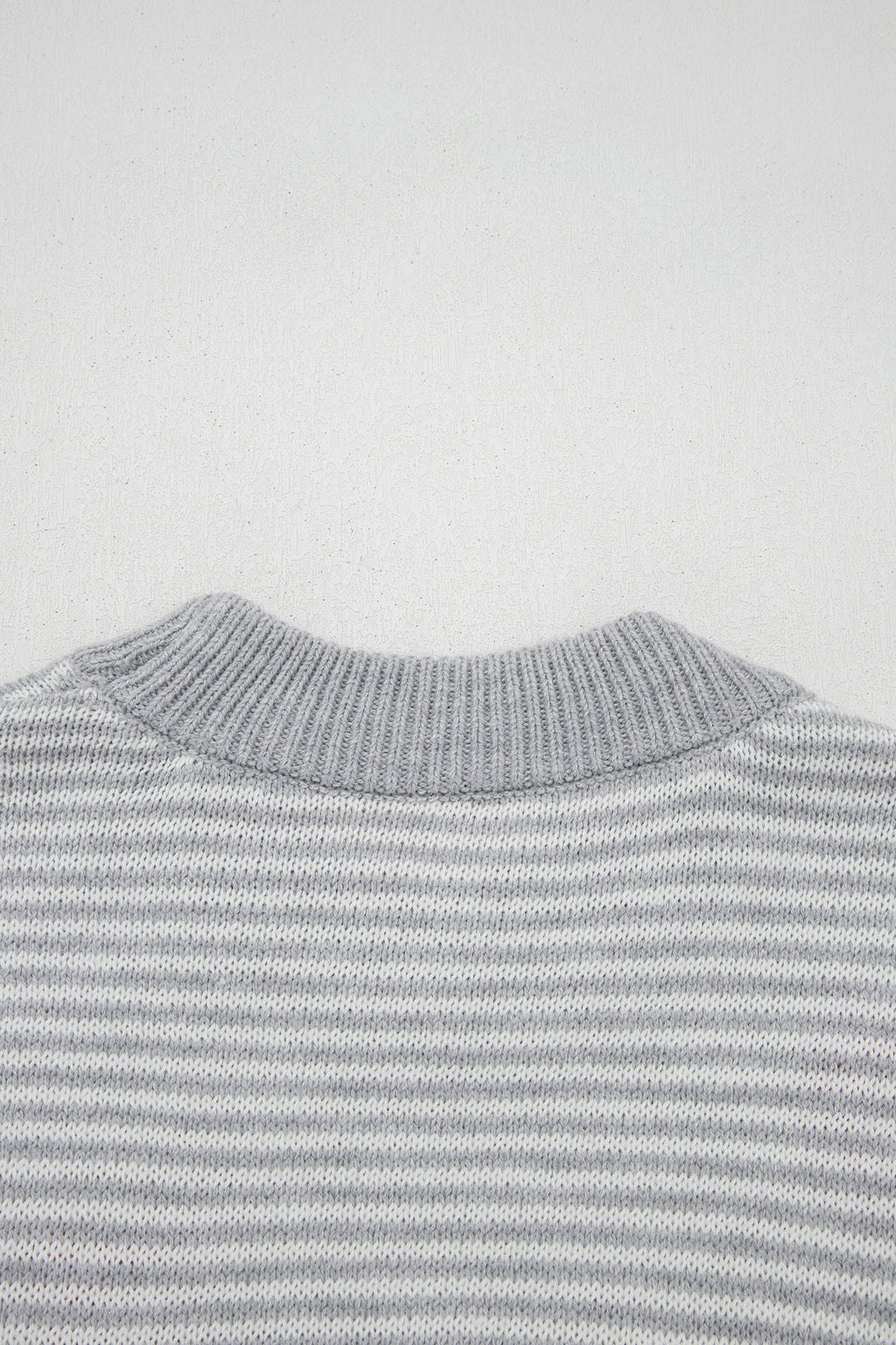 Gray Stripe Contrast Heart Pattern Valentine Knit Sweater