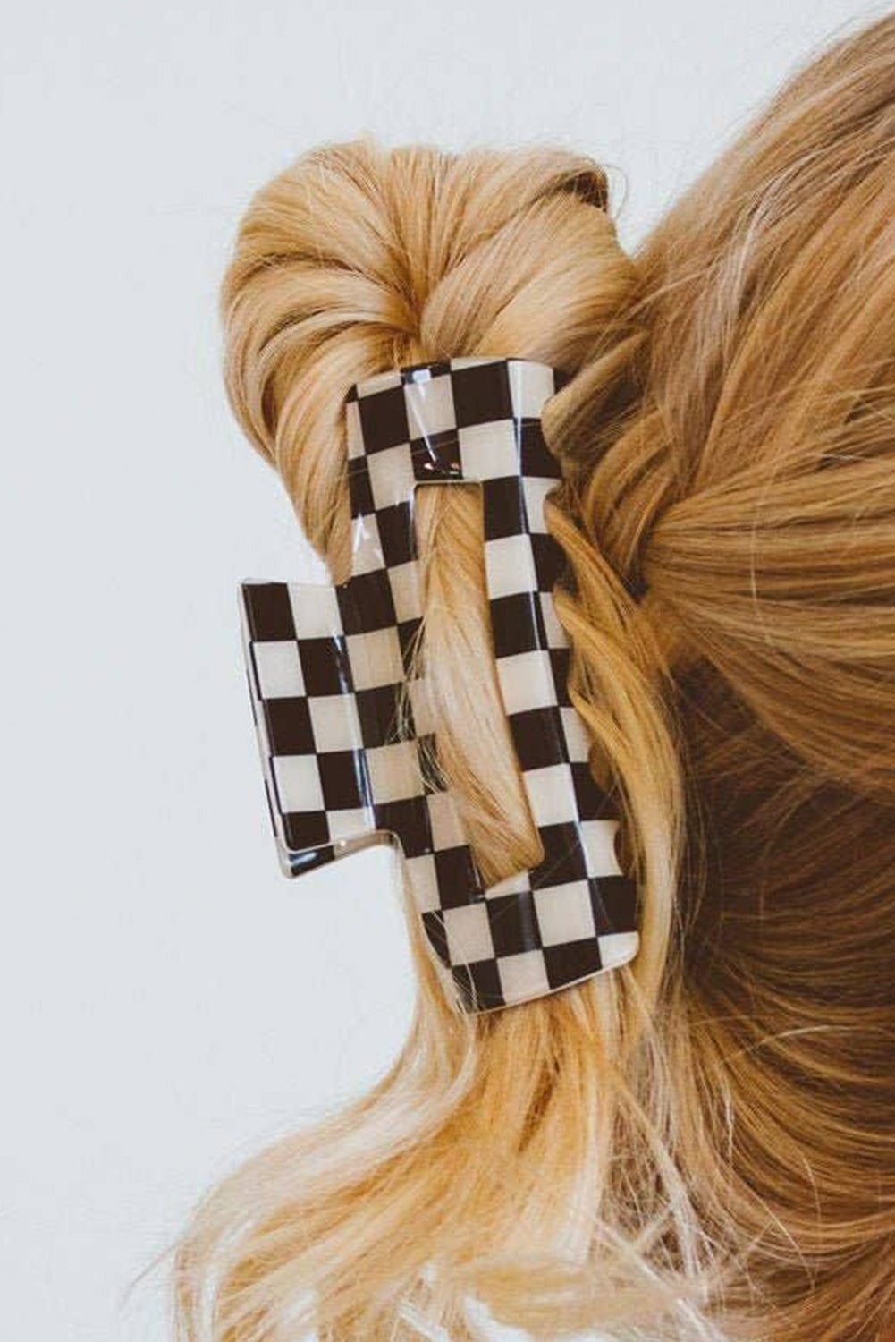 Black Checkered Print Hollow Out Hair Claw