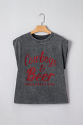 Sleet Cowboy & Beer Western Graphic Mineral Wash Tank Top