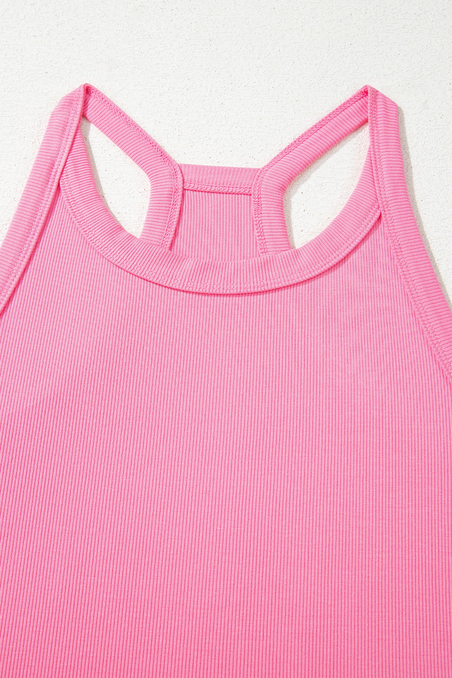 Sachet Pink Slim Ribbed Tank Top and Sweatpants Set