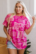 Rose Howdy Cowboy Letter Printed Western Fashion Tee