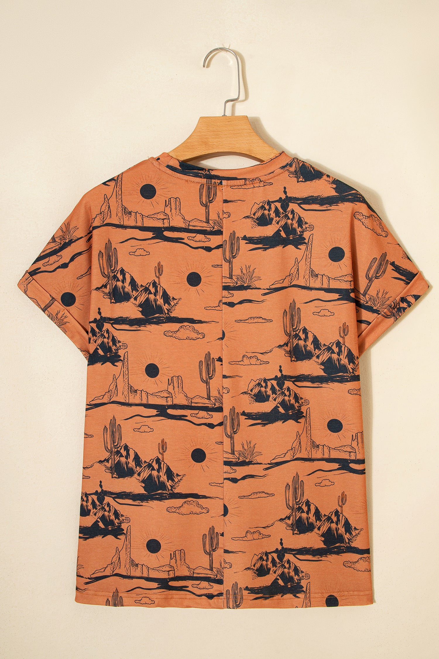 Chestnut Desert Sand Print Short Sleeve Knit Top