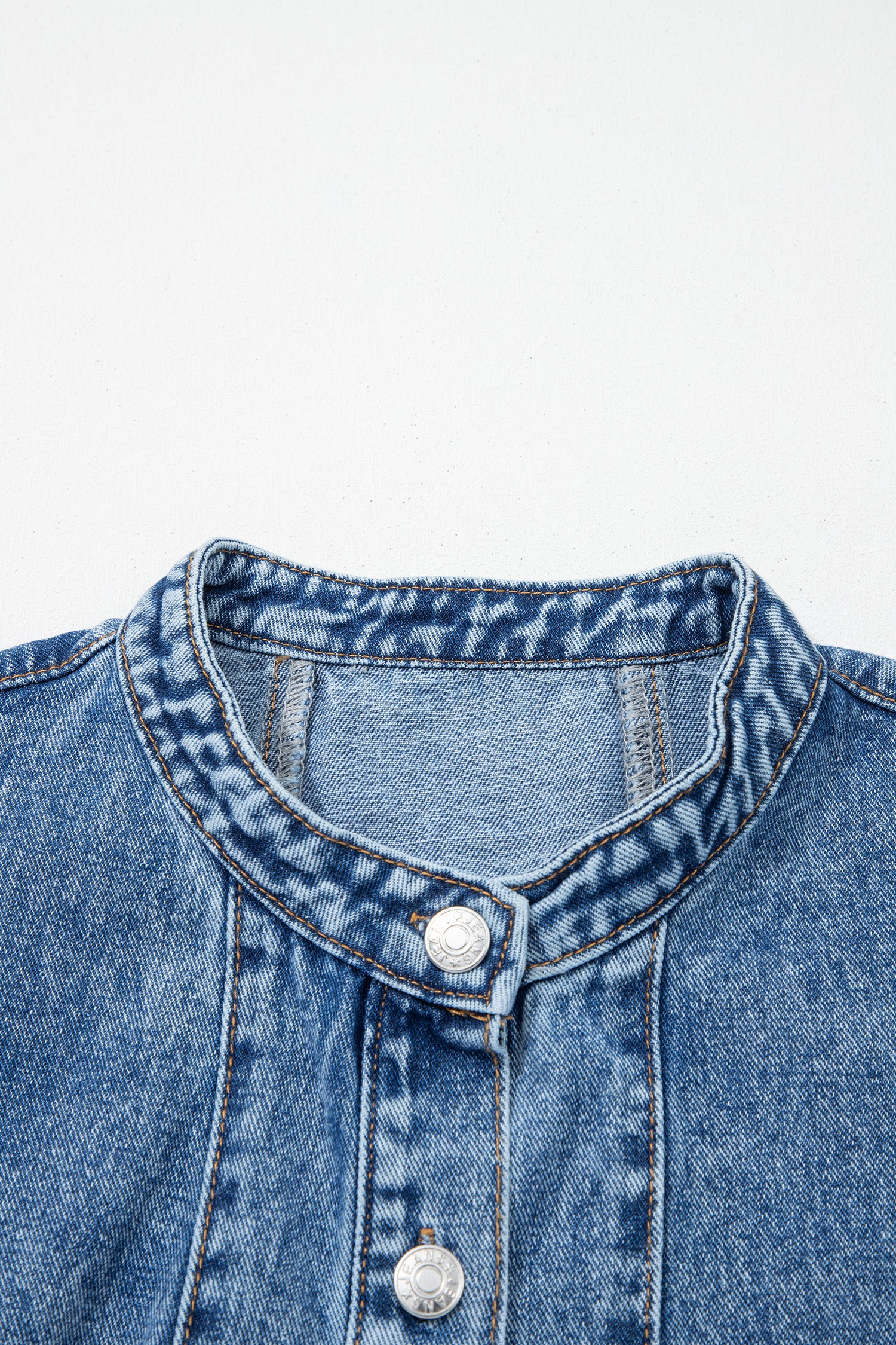 Myosotis Western Belt Button Down Sleeveless Denim Short Dress