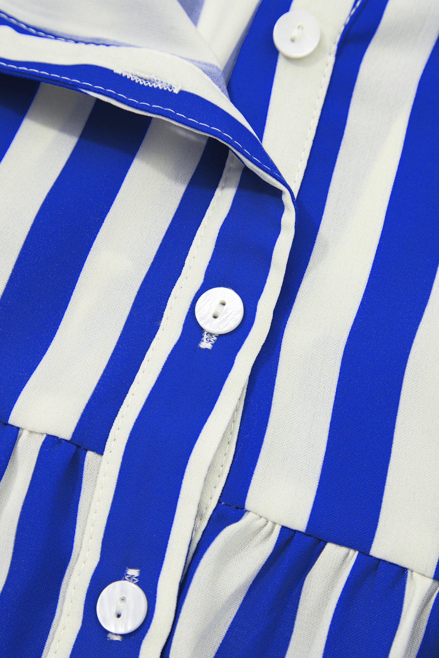 Sky Blue Stripe Balloon Sleeve Loose Button up Shirt